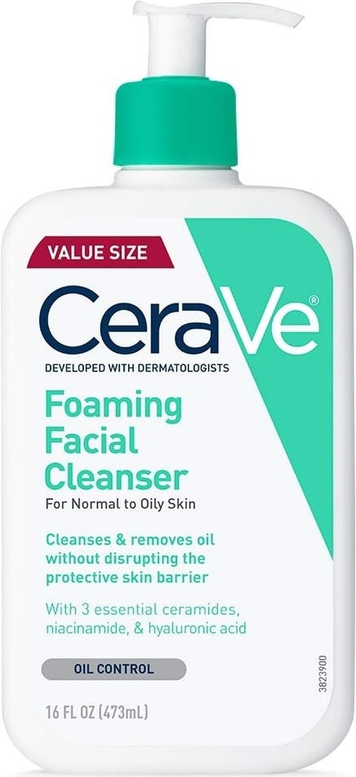 CeraVe Foaming Facial Cleanser. Face Wash for Oily Skin. 8fl oz | Skin Care with Hyaluronic Acid & Niacinamide. Makeup Remover. Daily Face Wash For Men & Women. Fragrance Free. Oil Control
