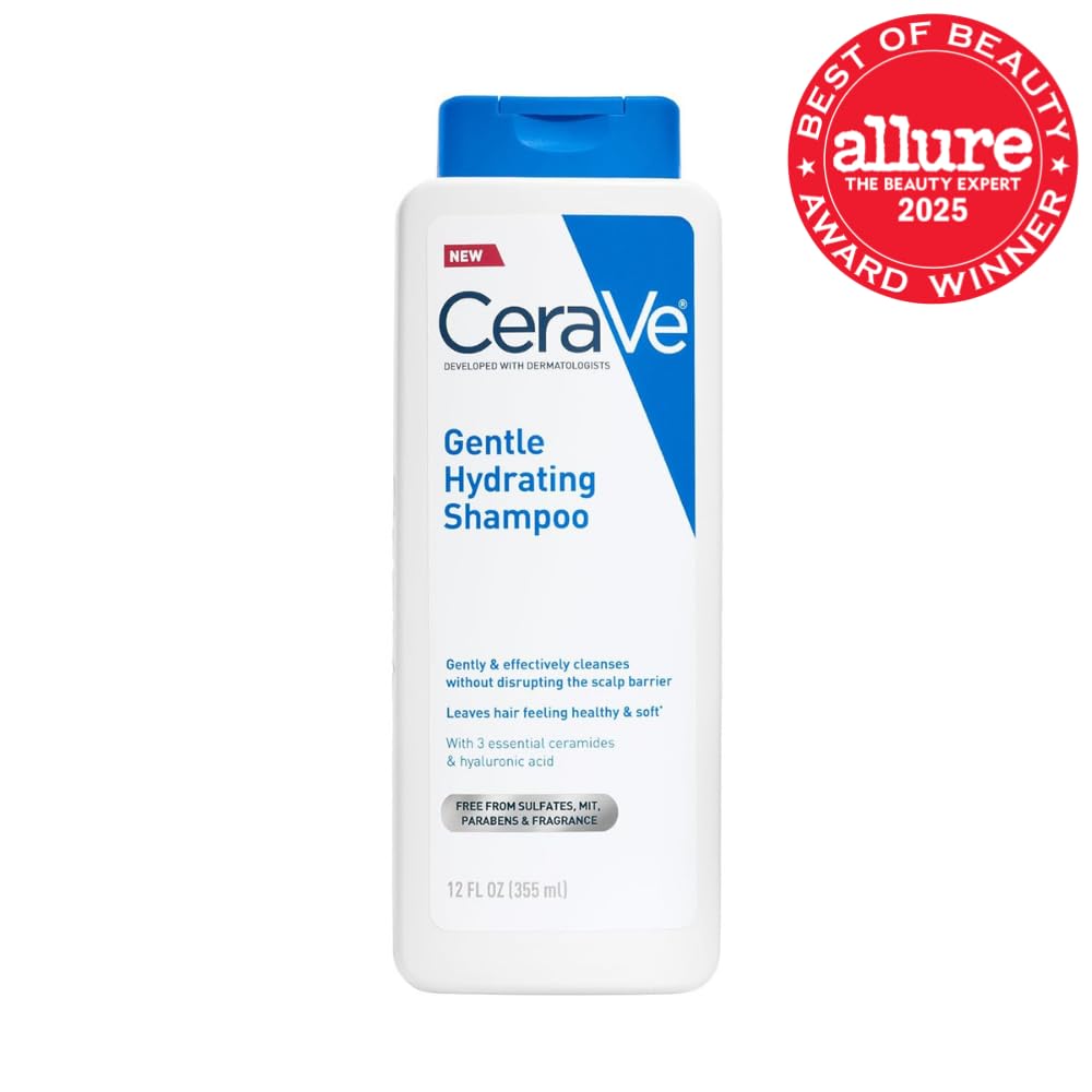 CeraVe Gentle Hydrating Shampoo with Hyaluronic Acid for Hair & Scalp. 12 Fl Oz (Pack of 12)