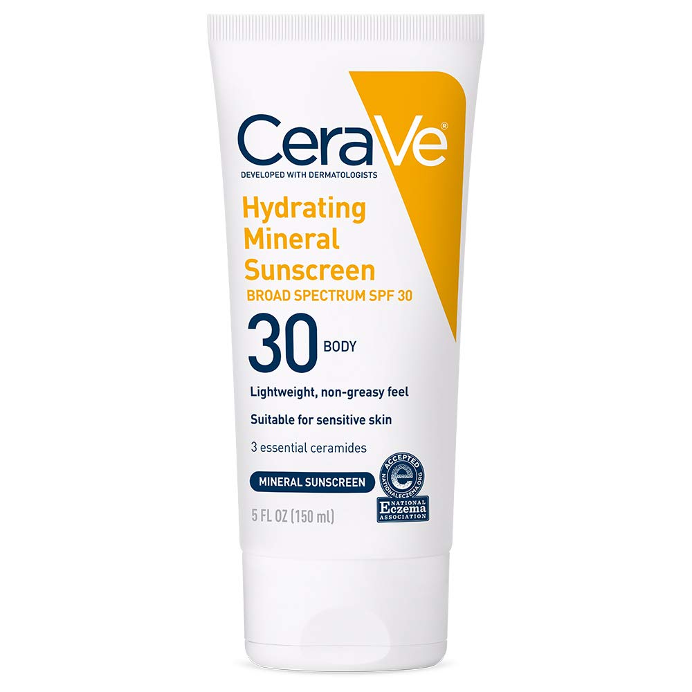 CeraVe Hydrating Mineral Sunscreen SPF 30 with Hyaluronic Acid. 5oz | Face Sunscreen with Zinc Oxide. Titanium Dioxide. Hyaluronic Acid. & Niacinamide For Broad Spectrum Protection