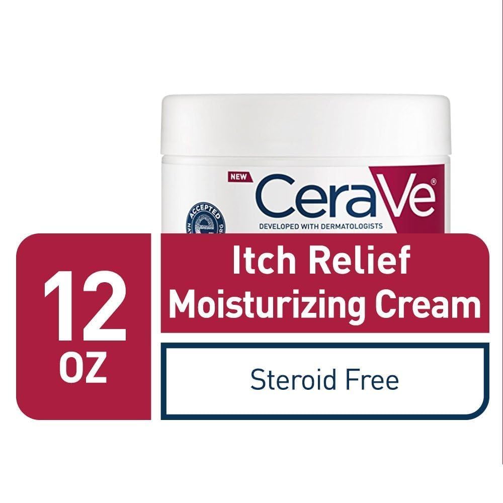 CeraVe Moisturizing Cream for Itch Relief. Anti Itch Cream. 12oz | Relieves Minor Skin Irritations. Sunburn and Bug Bites with Pramoxine Hydrochloride In A Fragrance Free Formula