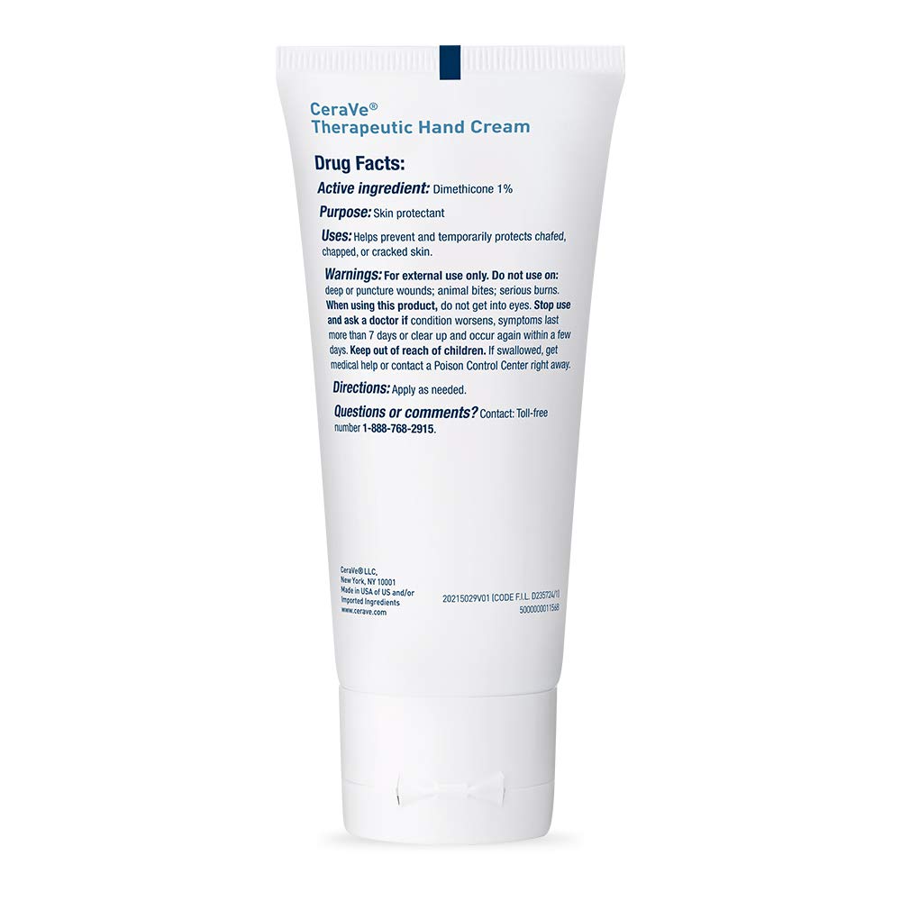 CeraVe Therapeutic Hand Cream. Hyaluronic Acid & Niacinamide Lotion. 3oz | Dermatologist-Tested Dimethicone Hand Lotion Protects Over-Worked Skin; Ideal Hand Cream For Dry Cracked Hands
