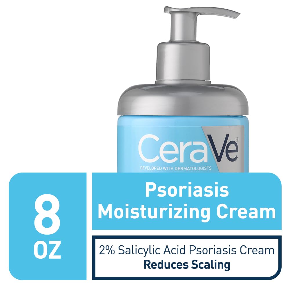 CeraVe Psoriasis Cream. Salicylic Acid Moisturizing Dry Skin Treatment. 8oz | Medicated Skin Care Formula with Urea. Lactic Acid. and Niacinamide Gently Exfoliates To Relieve Scaling and Itchy Skin