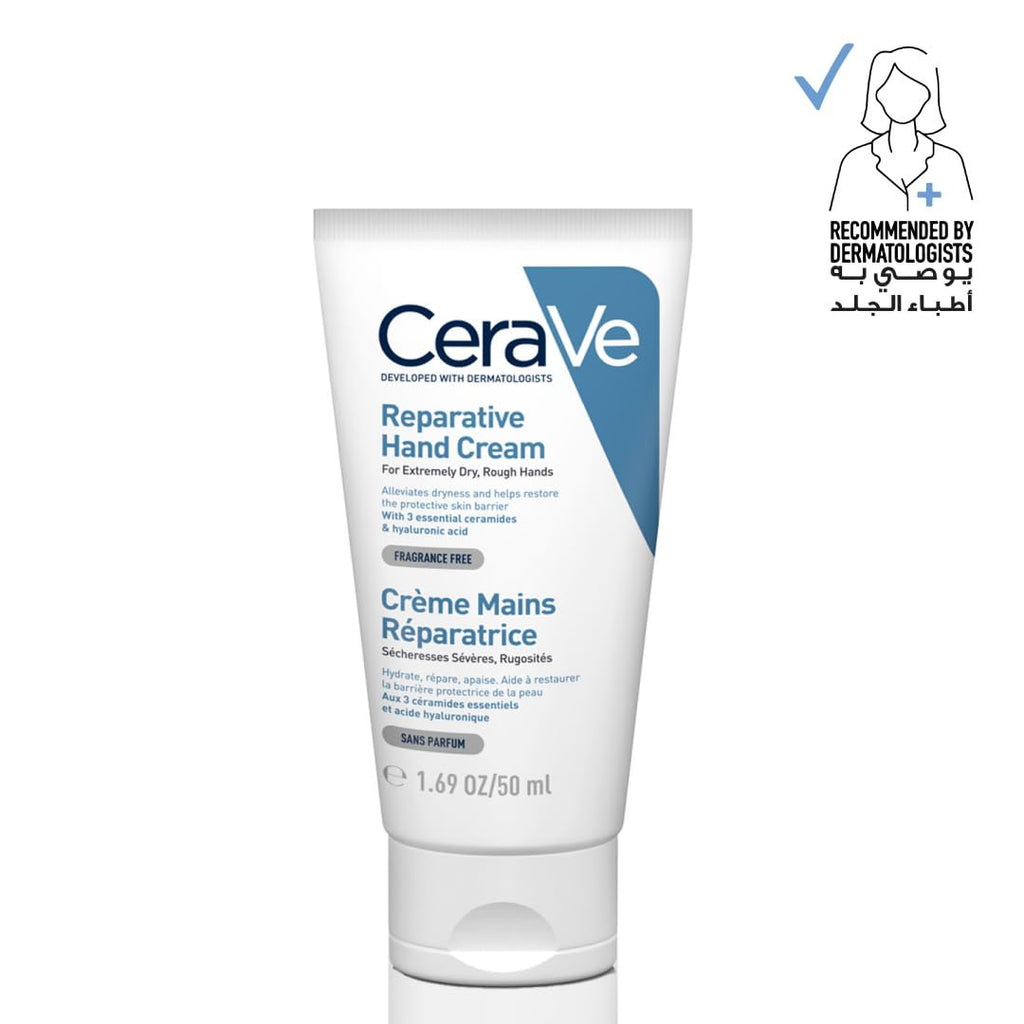 CeraVe Therapeutic Hand Cream for Dry Cracked Hands With Hyaluronic Acid and Niacinamide.Fragrance Free 3 Ounce.(Pack of 2)