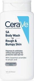 CeraVe Salicylic Acid Body Wash. Exfoliates Rough and Bumpy Skin. 10oz | Skin Care. Hyaluronic Acid. Niacinamide. Exfoliating. Dry Skin. Rough and Bumpy Skin. Hydrating. Gentle Exfoliation