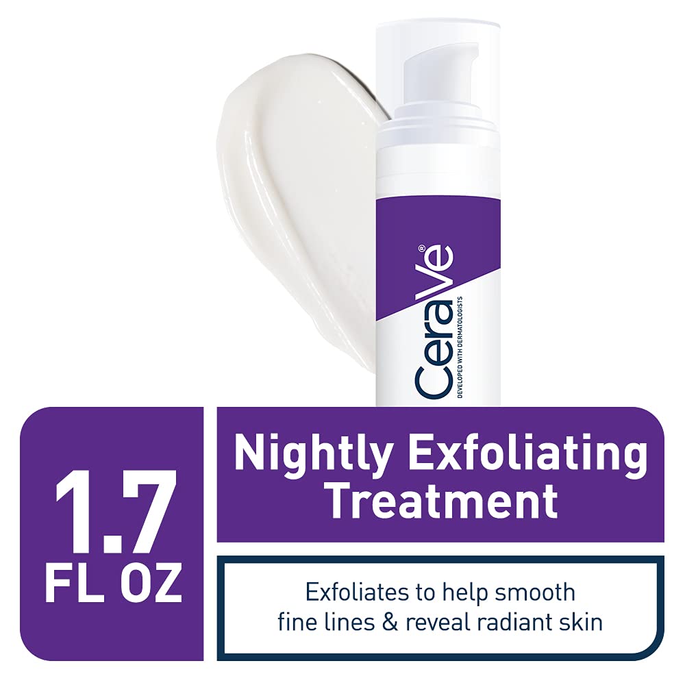 CeraVe Exfoliating Treatment. Anti Aging Serum with Glycolic Acid. 17oz | Nightly Formula with 5% Lactic Acid and Ceramides To Target Wrinkles and Act As a Dark Spot Corrector For Face