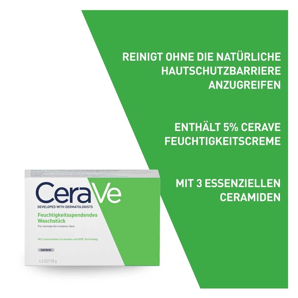 CeraVe Hydrating Cleanser Bar. Face Wash with 5% Moisturizing Cream. 4.5oz | Soap-Free Body Wash and Facial Cleanser with Ceramides Thoroughly Cleanses without Stripping Skin Of Natural Moisture