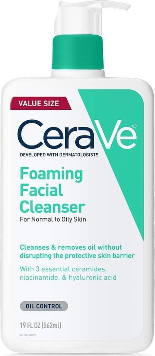 CeraVe Foaming Facial Cleanser. Face Wash for Oily Skin. 8fl oz | Skin Care with Hyaluronic Acid & Niacinamide. Makeup Remover. Daily Face Wash For Men & Women. Fragrance Free. Oil Control