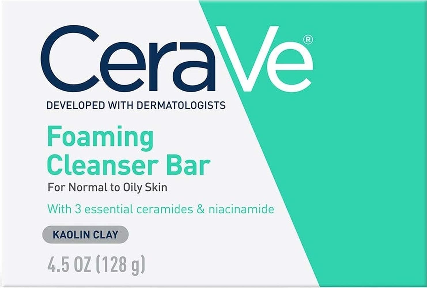 CeraVe Foaming Cleanser Bar. Soap-Free Body and Face Cleanser Bar for Oily Skin. Fragrance Free. 4.5 Ounce (Pack of 2)
