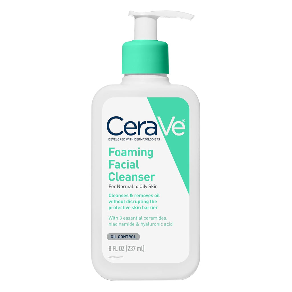 CeraVe Foaming Facial Cleanser. Face Wash for Oily Skin. 16fl oz | Skin Care with Hyaluronic Acid & Niacinamide. Makeup Remover. Daily Face Wash For Men & Women. Fragrance Free. Oil Control