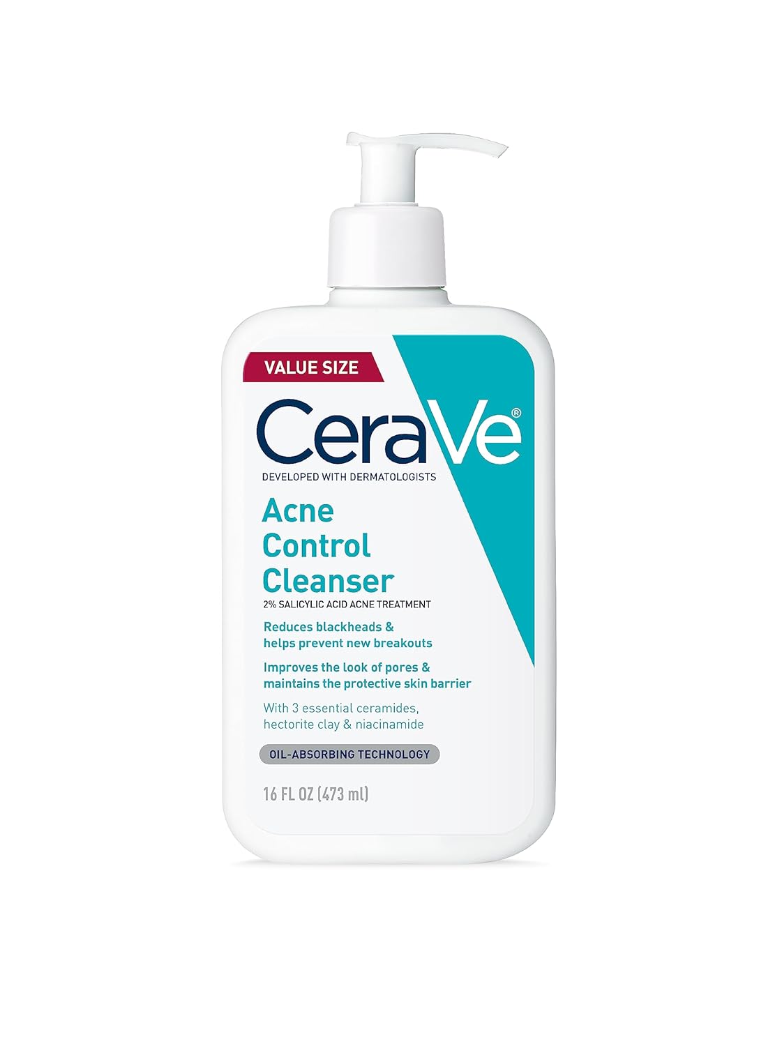 CeraVe Acne Control Cleanser. Face Wash with 2% Salicylic Acid. 8 oz | Skin Care with Niacinamide. Acne Face Wash. Acne Treatment For Face. Ceramides. Fragrance Free. Gentle. Oil Absorbing Clay