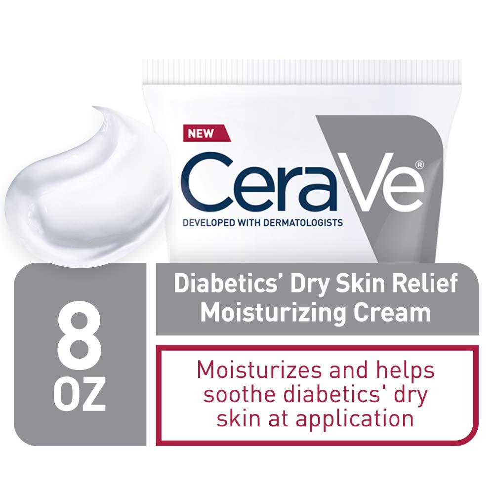 CeraVe Diabetics Dry Skin Moisturizing Cream. Urea Face & Body Lotion. 8oz | Fast-Absorbing Skin Care Formula with Ceramides and Antioxidants Provides 48-Hour Hydration To Soothe Diabetics' Dry Skin