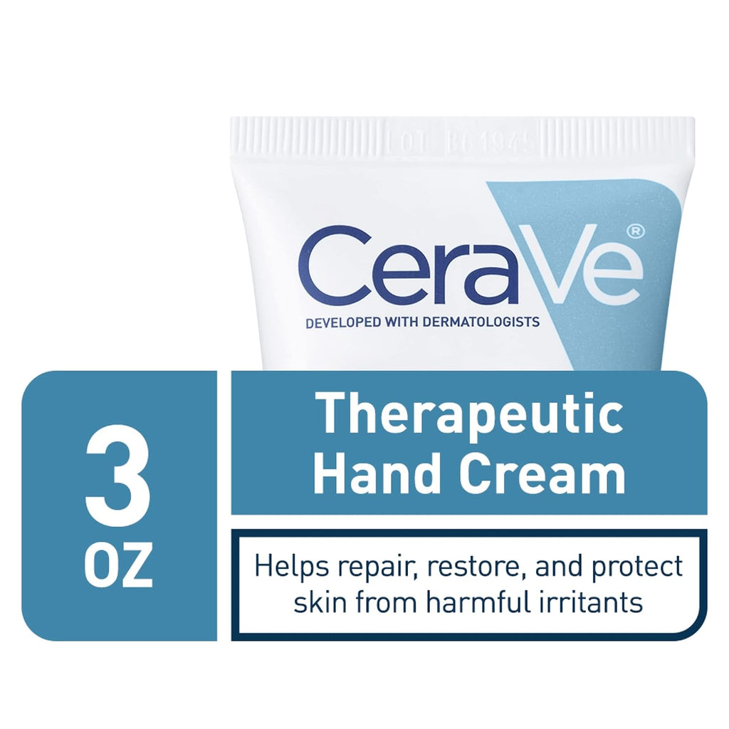 CeraVe Therapeutic Hand Cream. Hyaluronic Acid & Niacinamide Lotion. 3oz | Dermatologist-Tested Dimethicone Hand Lotion Protects Over-Worked Skin; Ideal Hand Cream For Dry Cracked Hands