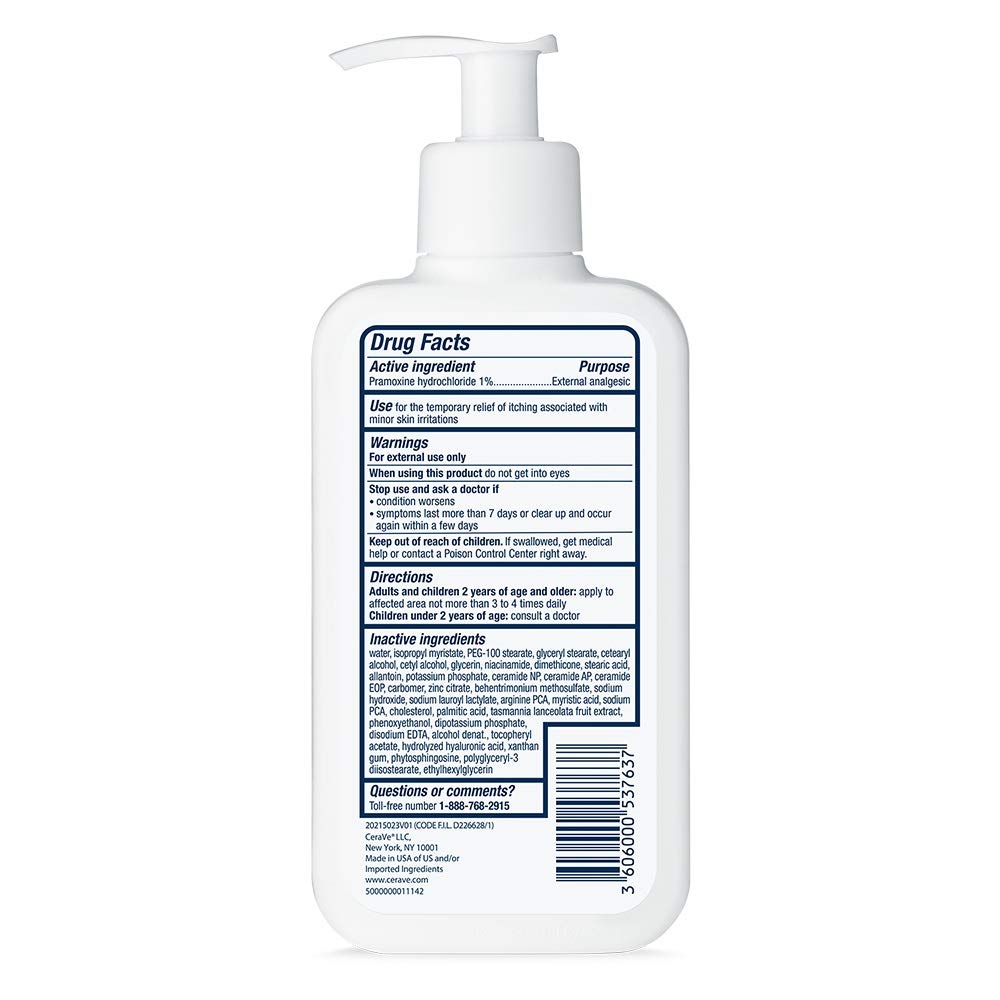 CeraVe Anti Itch Moisturizing Lotion with Pramoxine Hydrochloride. Relieves Itch with Minor Skin Irritations. Sunburn Relief. Bug Bites. 8 Ounce