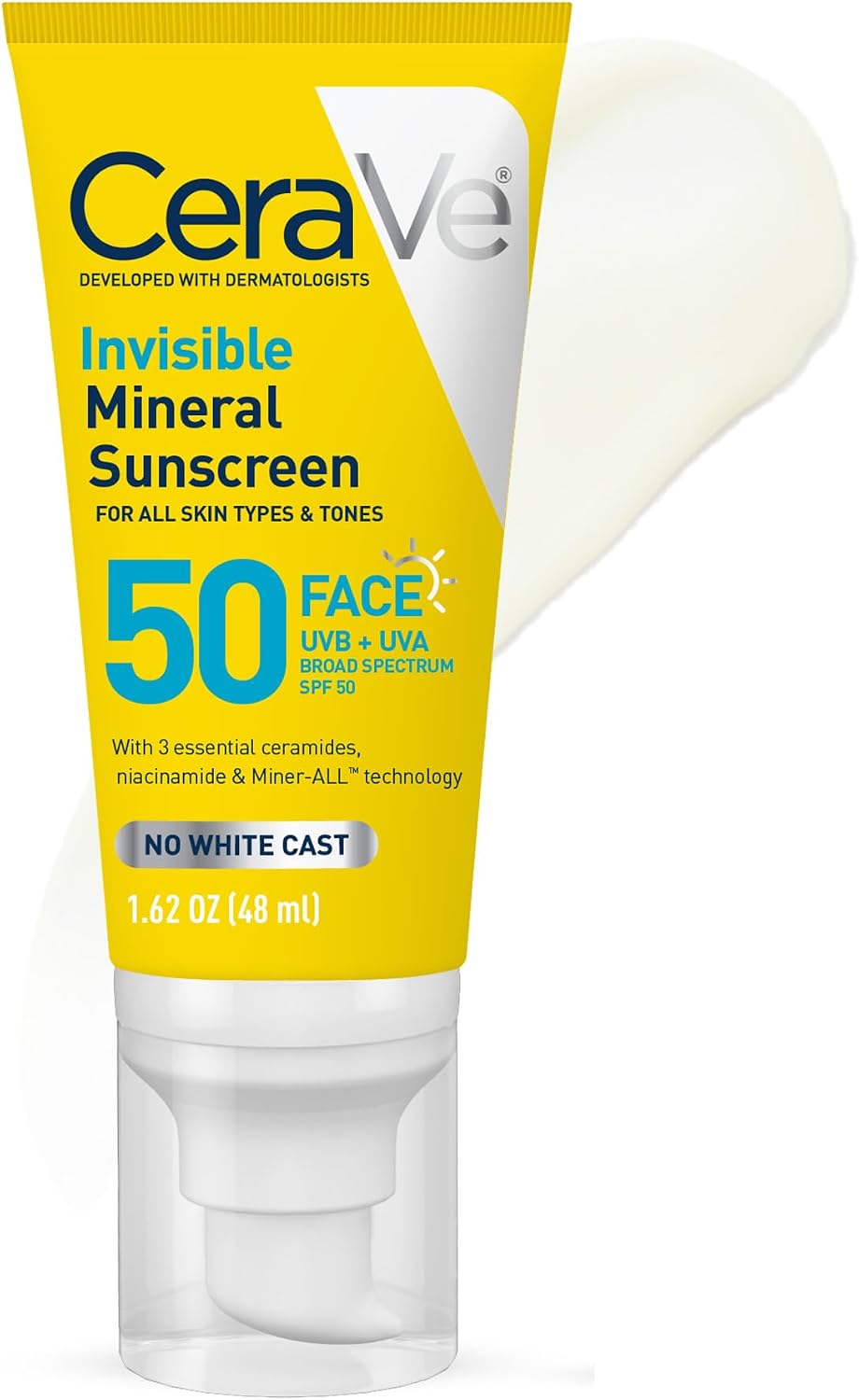 CeraVe Invisible Mineral Sunscreen SPF 50 Face Sunscreen. 1.7oz | Skincare for Sun Protection. Travel Sunscreen with Zinc Oxide. Vitamin E & Niacinamide. Oil Free. Suitable for Sensitive Skin