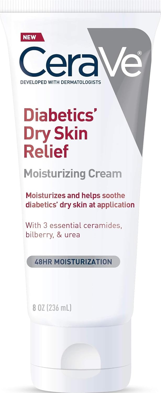CeraVe Diabetics Dry Skin Moisturizing Cream. Urea Face & Body Lotion. 8oz | Fast-Absorbing Skin Care Formula with Ceramides and Antioxidants Provides 48-Hour Hydration To Soothe Diabetics' Dry Skin