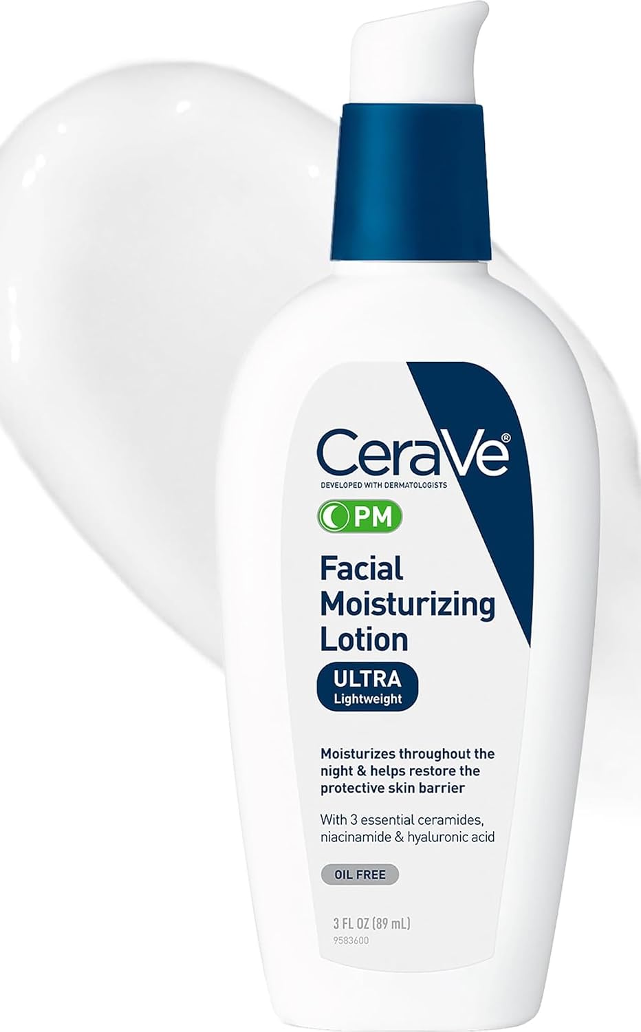CeraVe PM Facial Moisturizing Lotion. Skin Care for Dry Skin. Oil-Free. 3oz | Travel Sized Face Lotion with Hyaluronic Acid. Niacinamide & Ceramides. Face Moisturizer for Men & Women. Skin Barrier Repair