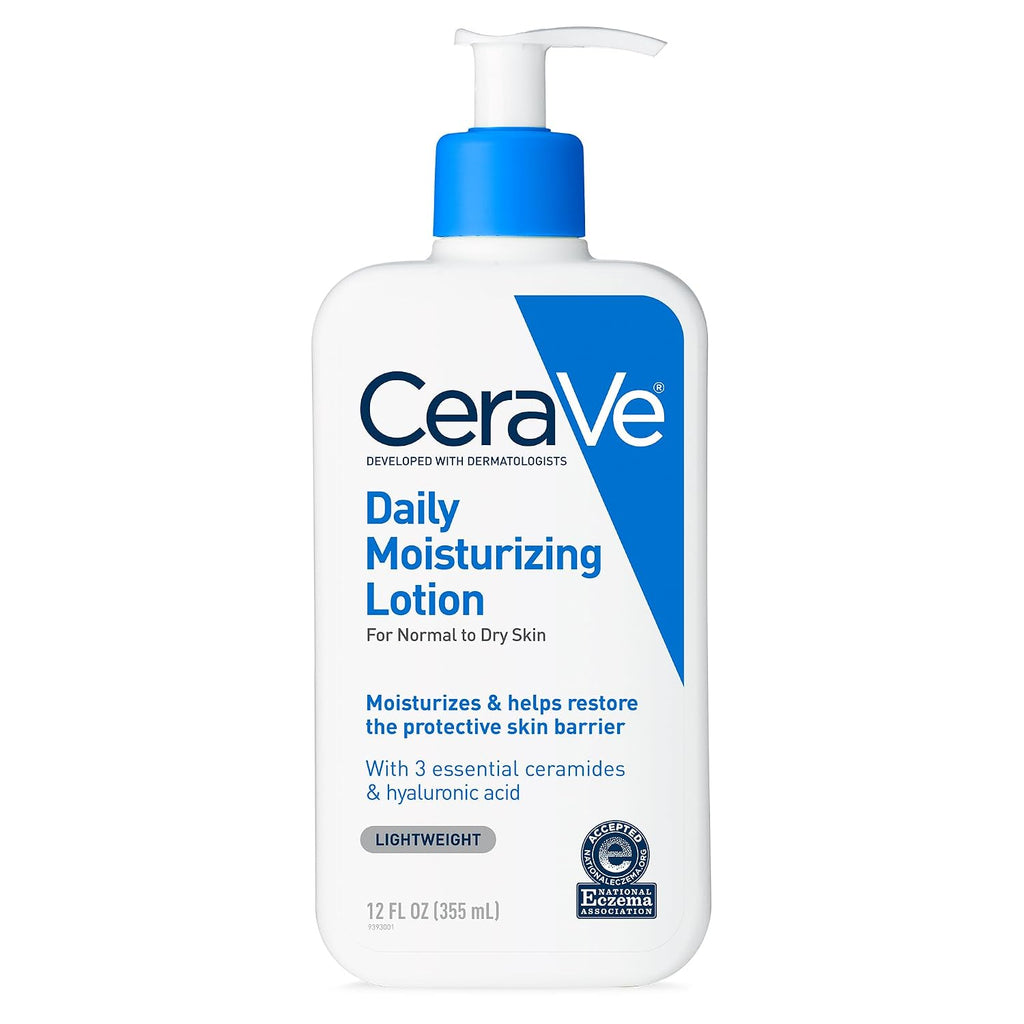 CeraVe Daily Moisturizing Lotion. Face and Body Lotion. Skin care. 19oz | Hyaluronic Acid. Lotion For Dry Skin. Skin Barrier Repair. Ceramide Moisturizer. For Men and Women. Fragrance Free. Oil-Free