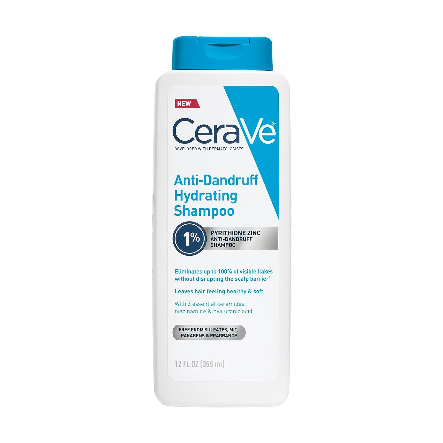 CeraVe Hydrating Anti Dandruff Shampoo. Itchy Scalp Treatment. 19oz | Helps Eliminate Flakes with 1% Pyrithione Zinc. Hyaluronic Acid. Niacinamide and Ceramides In A Sulfate Free Formula