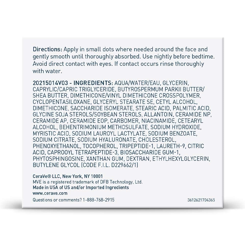 CeraVe Skin Renewing Night Cream. Niacinamide. Peptide Complex. and Hyaluronic Acid Moisturizer for Face. 1.7 Ounce. Packaging may Vary (Pack of 12)