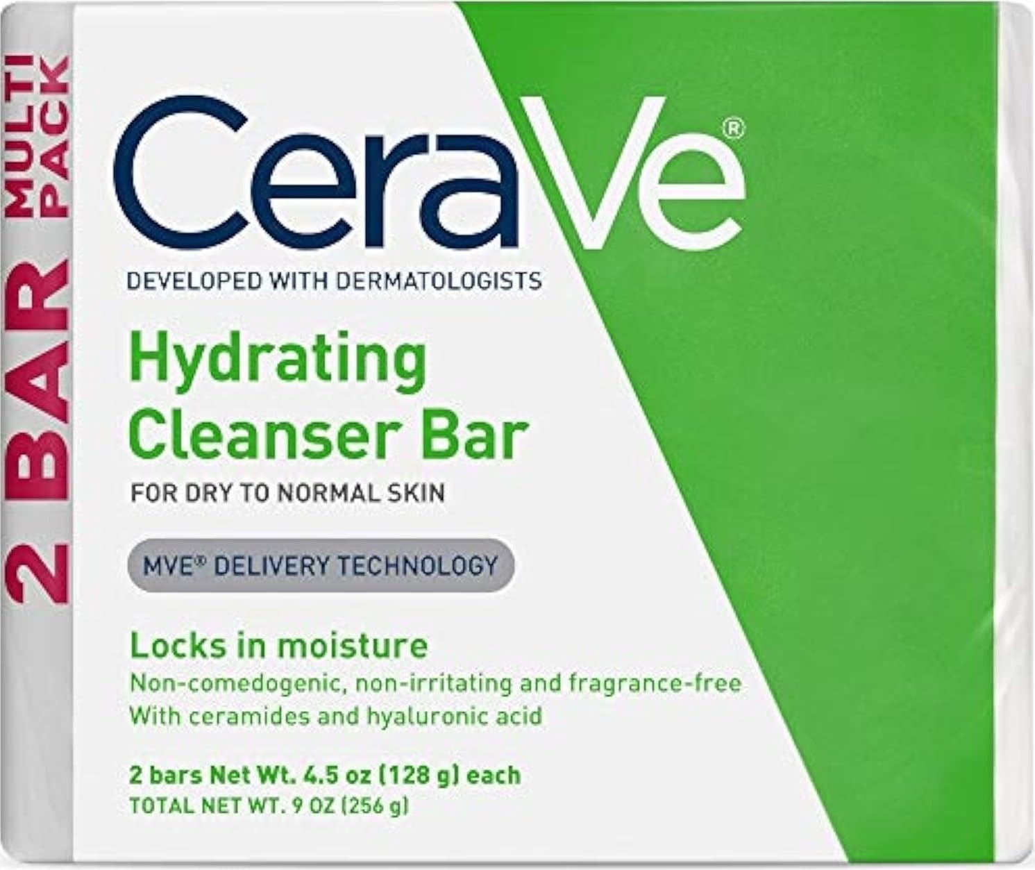 CeraVe Hydrating Cleanser Bar. Soap-Free Face & Body Cleanser. 2-Pack | Soap-Free Body Wash and Facial Cleanser with Ceramides Thoroughly Cleanses without Stripping Skin Of Natural Moisture