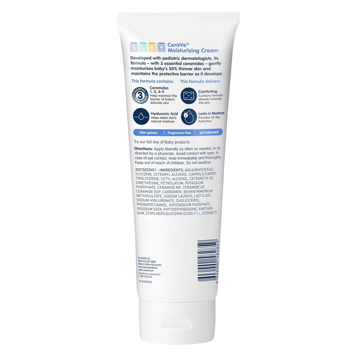 CeraVe Baby Cream. Moisturizer with Ceramides. Fragrance-Free. 8oz | Rich. Non-Greasy Baby Moisturizer That Hydrates Delicate Skin. Free Of Fragrance. Parabens. Dyes and Phthalates