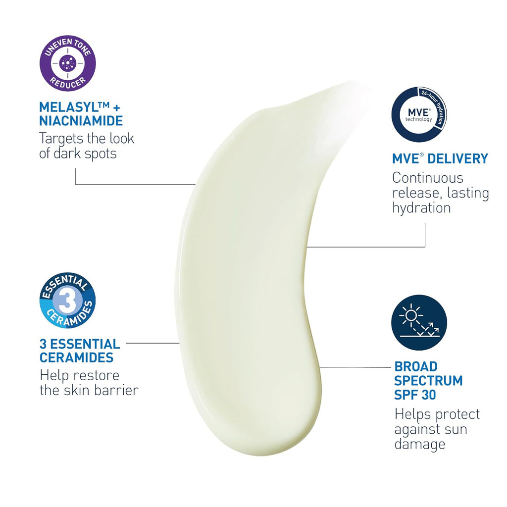 CeraVe Brightening Facial Moisturizer SPF 30 with Niacinamide. 1.35 oz | Hydrates. Brightens. and Evens Skin Tone with Ceramides. Niacinamide. and Antioxidants In a Fragrance-Free SPF 30 Formula