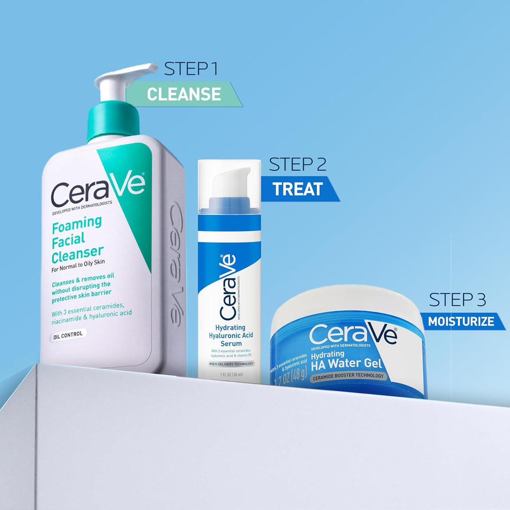 CeraVe Hydrating Hyaluronic Acid Water Gel Moisturizer for Face. 1.7oz | Lightweight Water Gel with Ceramides. Niacinamide and Hyaluronic Acid For Plumping Hydration. Safe For Sensitive Skin