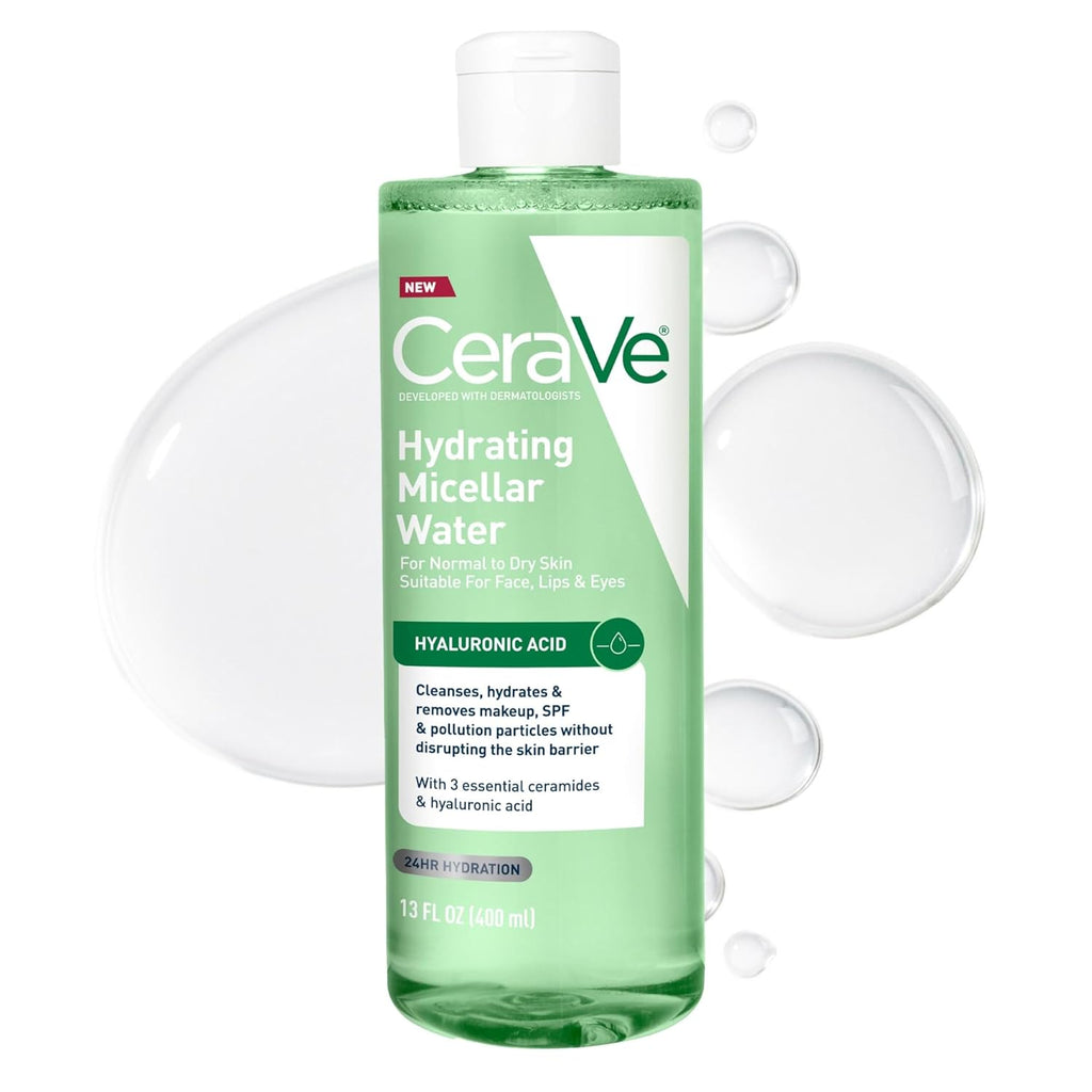 CeraVe Hydrating Micellar Water. Facial Cleanser & Makeup Remover. 13oz | Removes Makeup and Hydrates For 24h with Hyaluronic Acid and Ceramides. Alcohol-Free and Fragrance-Free For Sensitive Skin