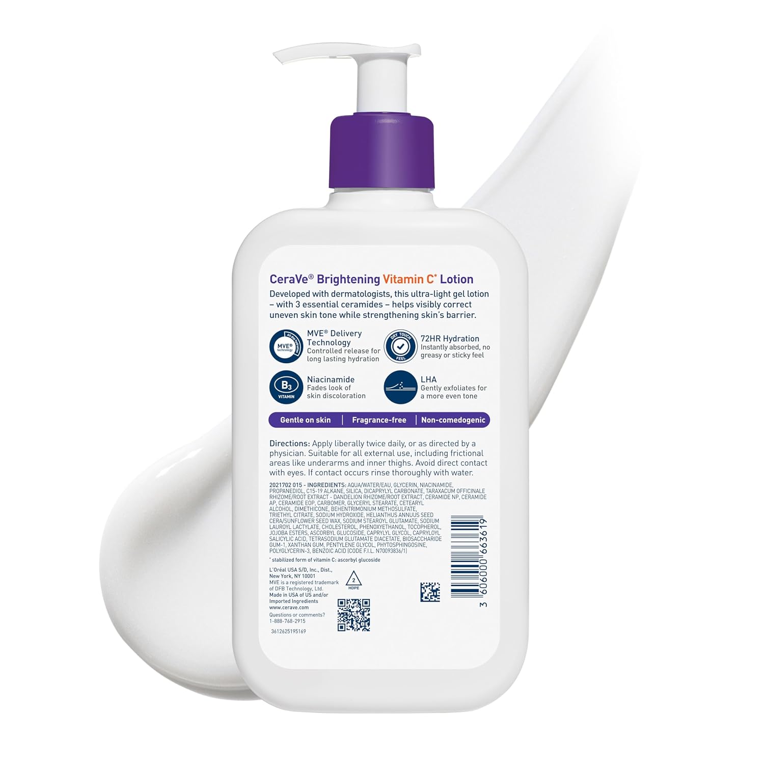 CeraVe Brightening Vitamin C Body Lotion. Skincare with Niacinamide. 16oz | Brightening Body Lotion & Moisturizer. Dark Spot Corrector with Ceramides & LHA. Fragrance Free. Suitable for Sensitive Skin