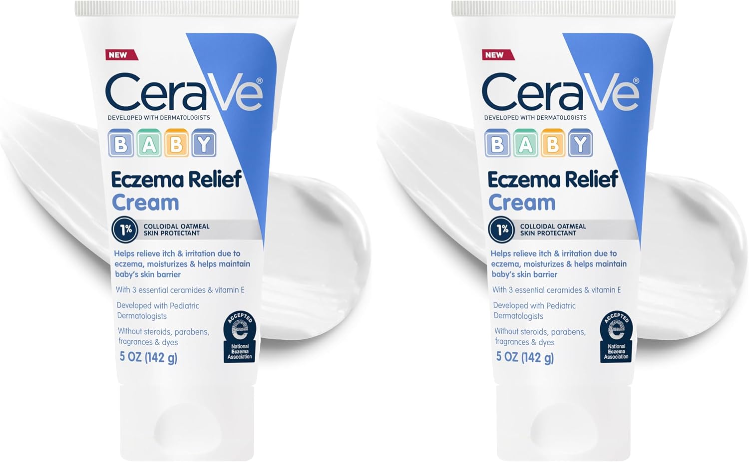 CeraVe Baby  Relief Cream.1% Colloidal Oatmeal Cream with Vitamin E & Ceramides.Soothes & Calms Itchy Skin.Developed with Pediatric Dermatologist.Fragrance Free.5oz.(Pack of 2)