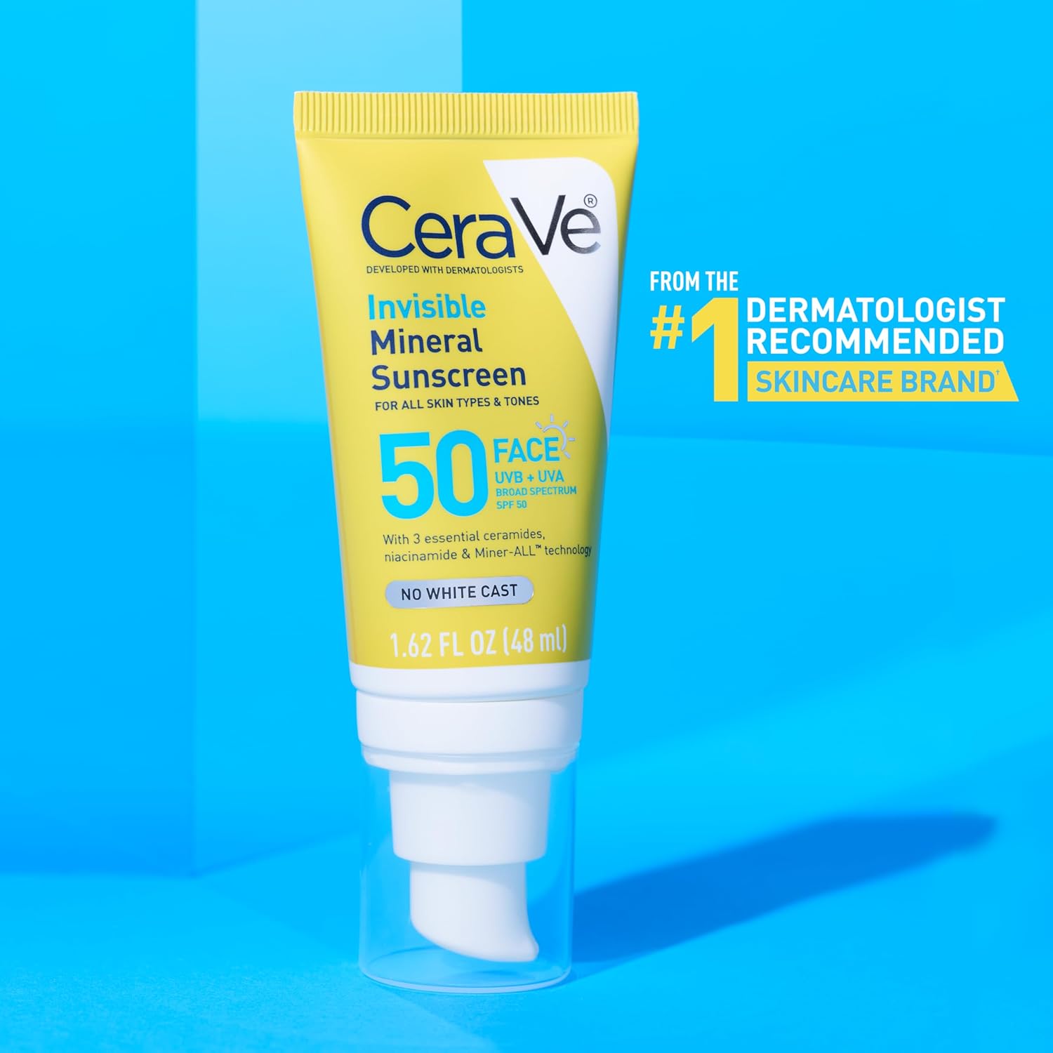 CeraVe Invisible Mineral Sunscreen SPF 50 Face Sunscreen. 1.7oz | Skincare for Sun Protection. Travel Sunscreen with Zinc Oxide. Vitamin E & Niacinamide. Oil Free. Suitable for Sensitive Skin