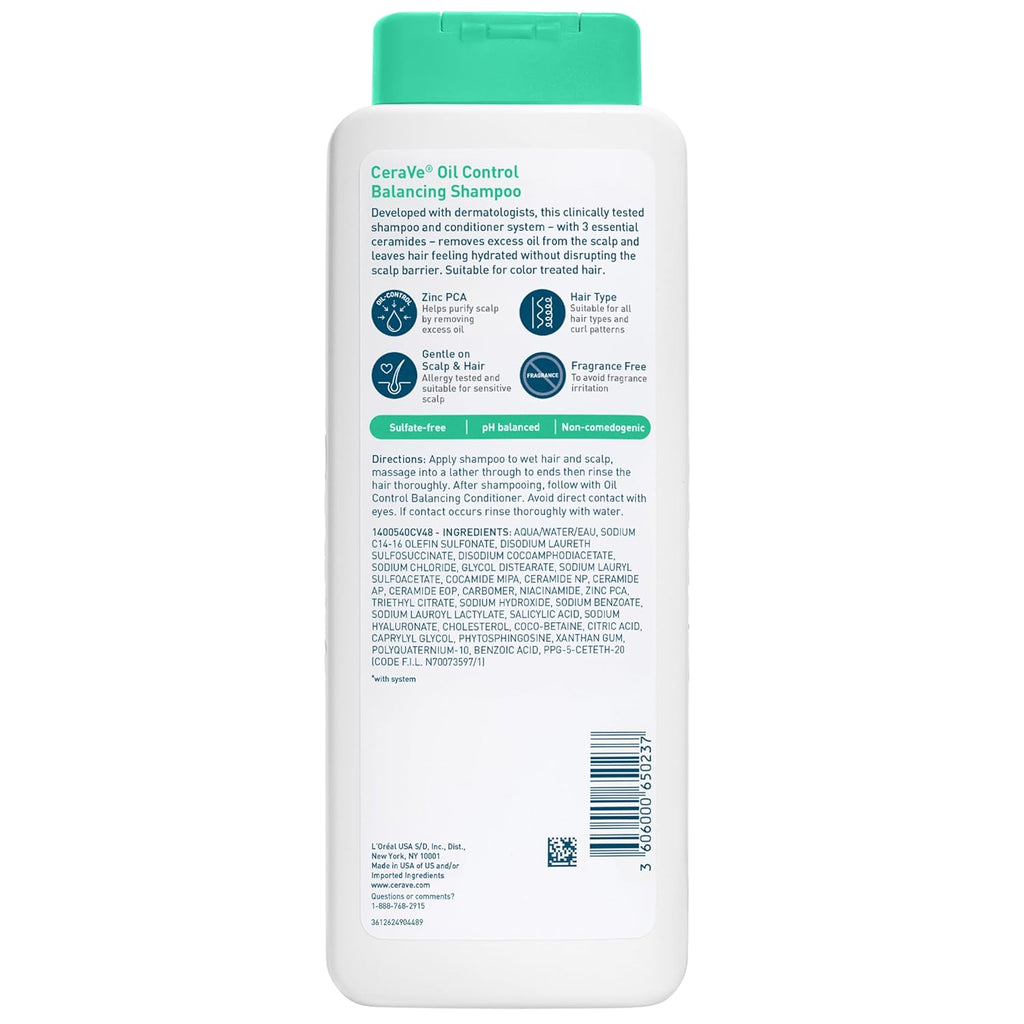 CeraVe Oil Control Shampoo. Clarifying Shampoo with Hyaluronic Acid. 12oz | Sulfate-Free Oily Hair Formula with Ceramides Deeply Purifies To Remove Excess Oil While Delivering Lightweight Hydration