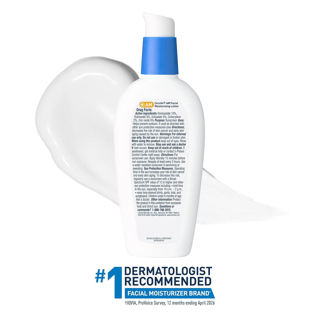CeraVe AM Oil Face Moisturizer Lotion. Sunscreen for Face. SPF 30. 3oz | Skin Care with Hyaluronic Acid & Niacinamide. Oil-Free Moisturizer For Men & Women. Daily Non-Comedogenic Face Sunscreen