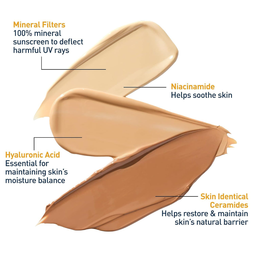 CeraVe Tinted Sunscreen for Face. Mineral SPF 30 Moisturizer. Medium. 1.7oz | Skin Care. Face Sunscreen. Hyaluronic Acid. Zinc Oxide. Titanium Dioxide. Sheer Tint. Healthy Glow. Blends Seamlessly