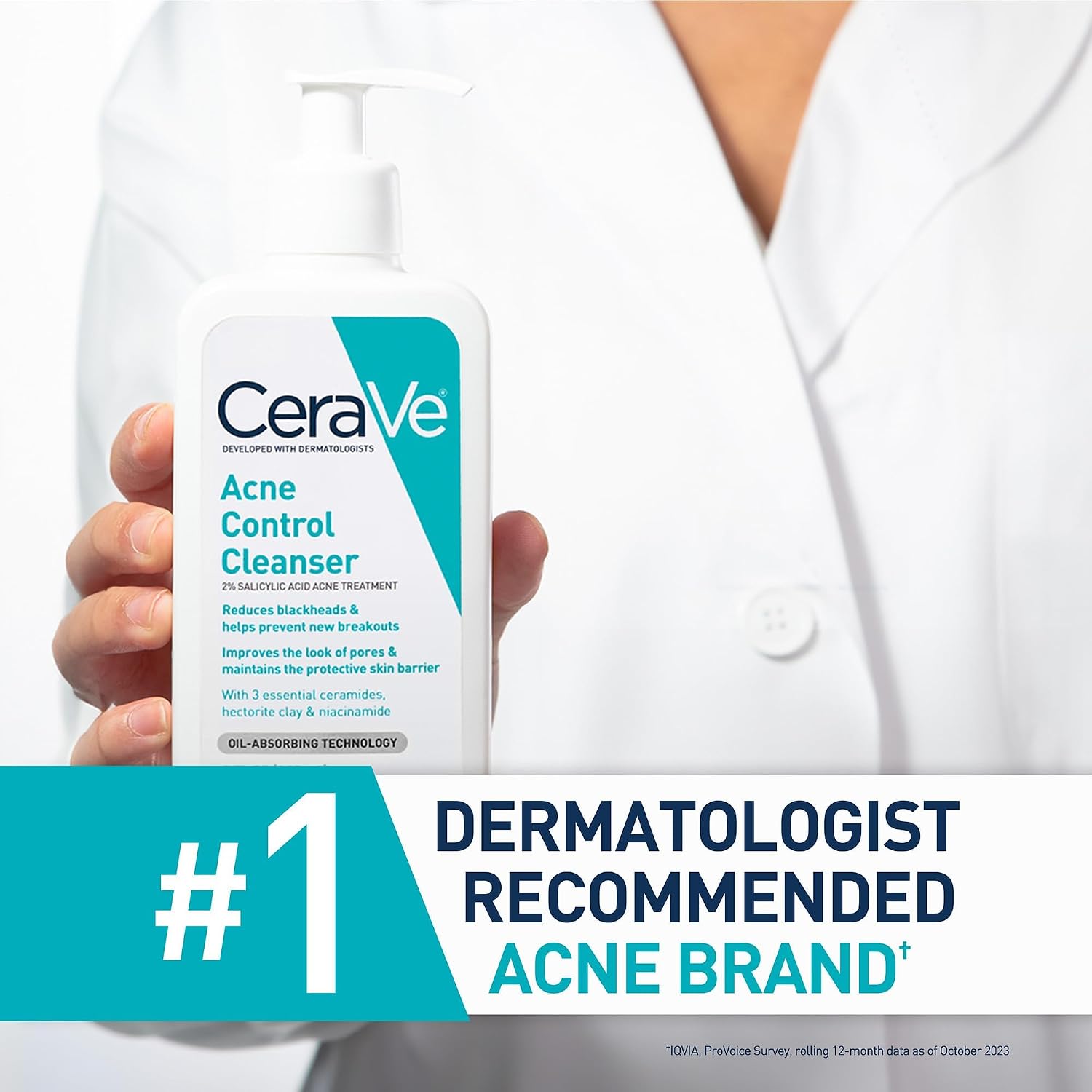 CeraVe Acne Control Cleanser. Face Wash with 2% Salicylic Acid. 8 oz | Skin Care with Niacinamide. Acne Face Wash. Acne Treatment For Face. Ceramides. Fragrance Free. Gentle. Oil Absorbing Clay