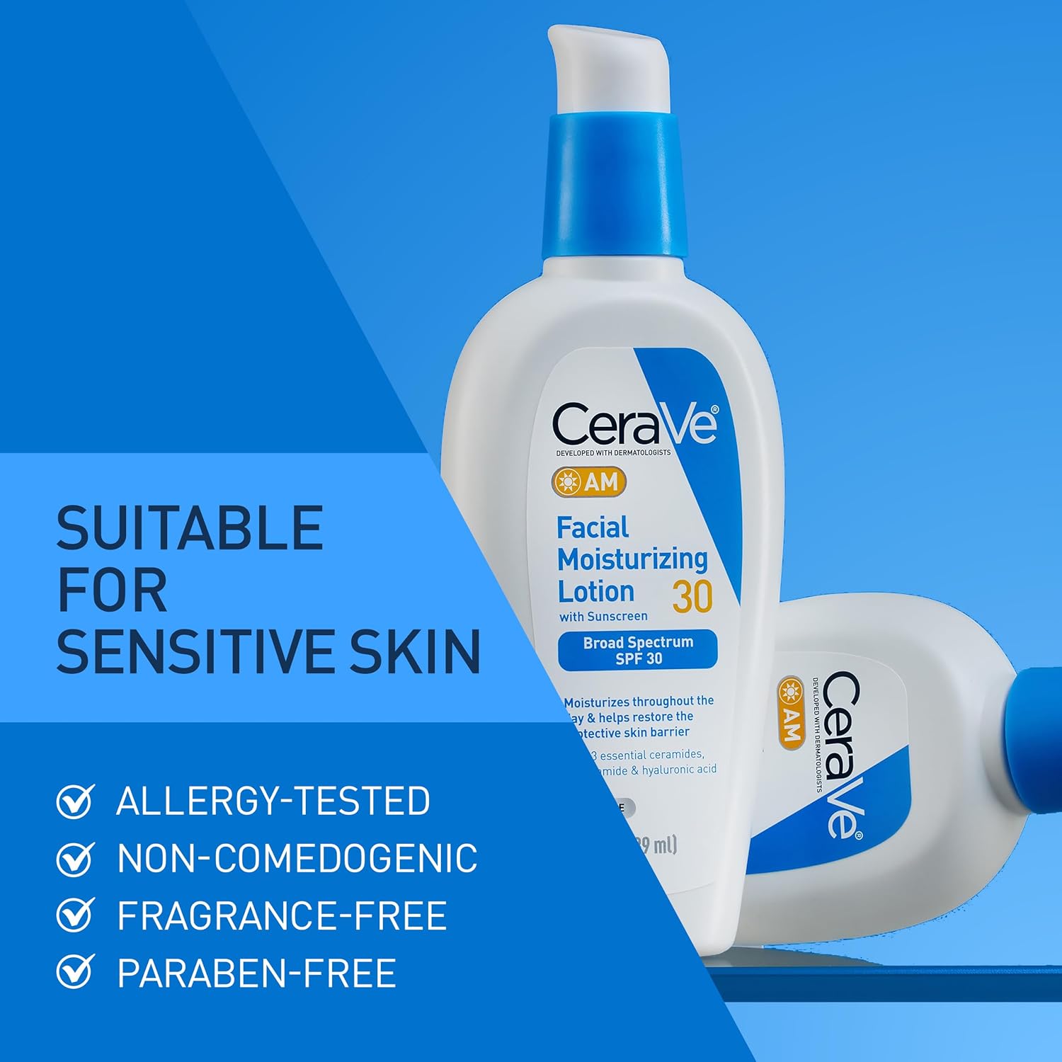 CeraVe AM Oil Face Moisturizer Lotion. Sunscreen for Face. SPF 30. 3oz | Skin Care with Hyaluronic Acid & Niacinamide. Oil-Free Moisturizer For Men & Women. Daily Non-Comedogenic Face Sunscreen