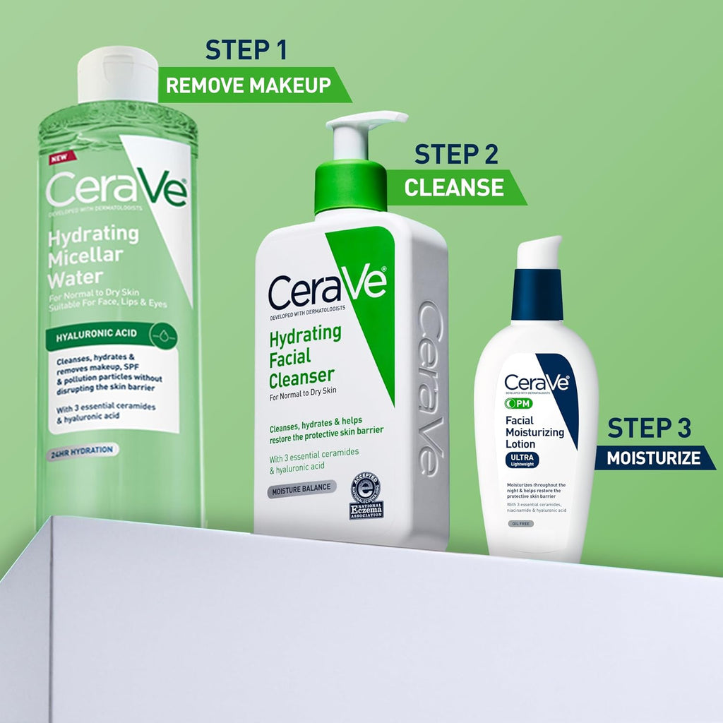 CeraVe Hydrating Micellar Water. Facial Cleanser & Makeup Remover. 13oz | Removes Makeup and Hydrates For 24h with Hyaluronic Acid and Ceramides. Alcohol-Free and Fragrance-Free For Sensitive Skin