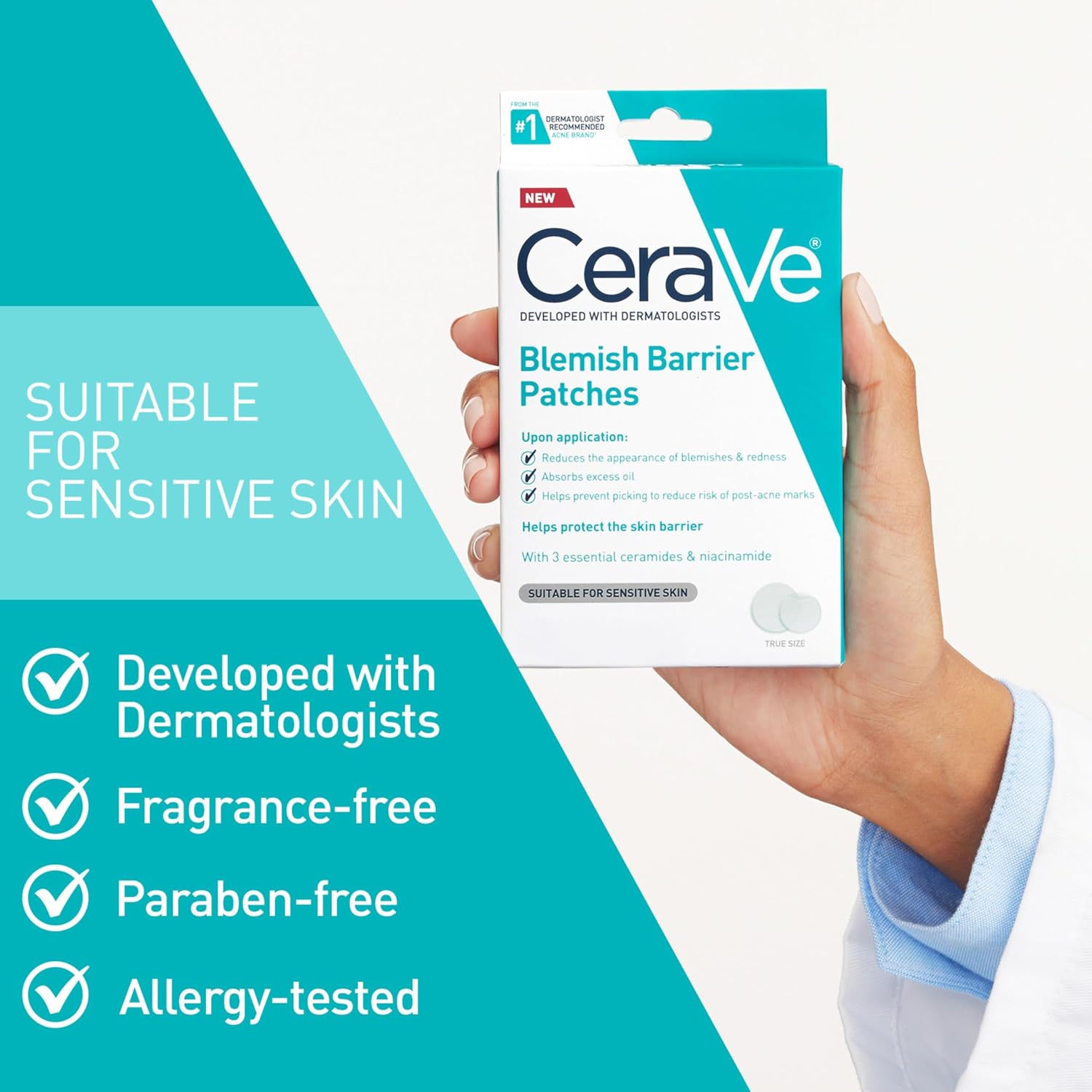 CeraVe Hydrocolloid Pimple Patches with Niacinamide. Ultra-Thin. 22ct | Absorbs Oil with Niacinamide and Ceramides. Ultra-Thin Acne Patches That Blend Into All Skin Tones. For Sensitive Skin