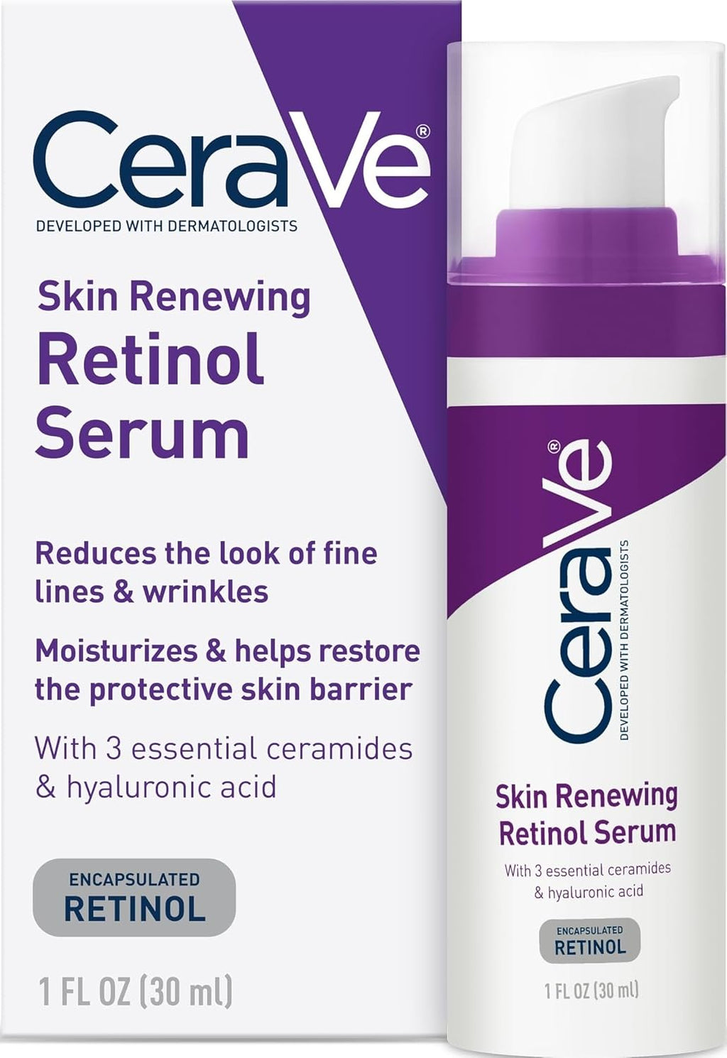 CeraVe Retinol Serum for Face with Niacinamide & Hyaluronic Acid. 1 oz | Skin Care. Brightening Serum. Anti Aging. Smooths Fine Lines and Wrinkles. Ceramides. Fragrance Free. Non-Comedogenic. Gentle