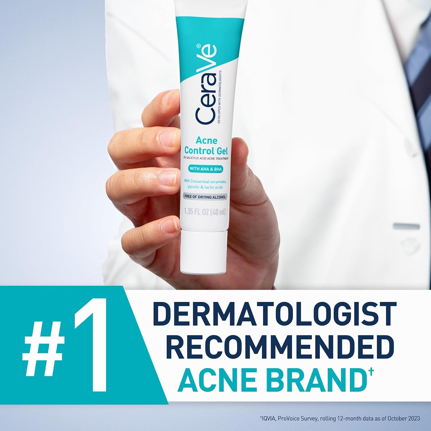 CeraVe Acne Control Gel. Salicylic & Glycolic Acid Face Treatment. 1.35oz | Niacinamide and Lactic Acid Formula Acts As A Face Exfoliator and Pore Minimizer For Face To Clear Stubborn Acne