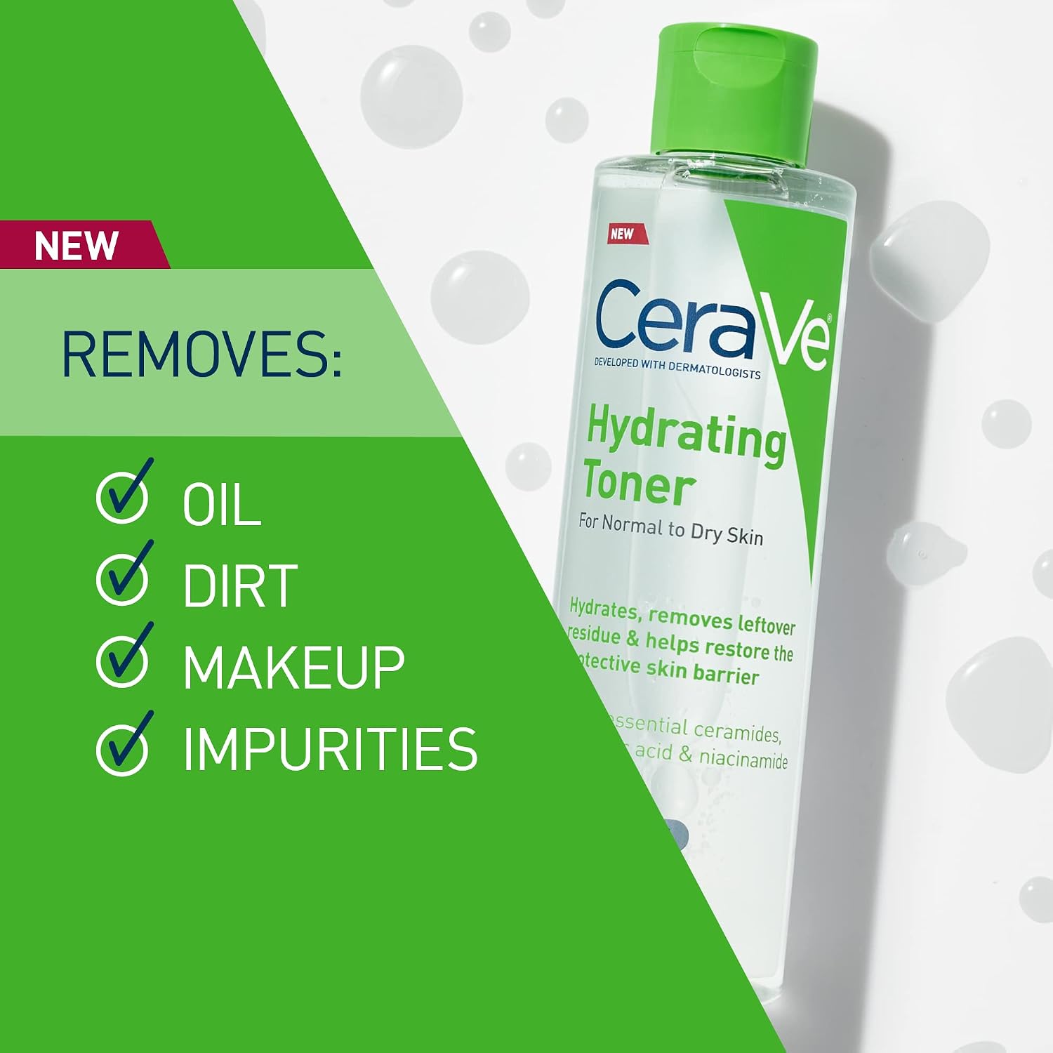 CeraVe Hydrating Toner for Face Non-Alcoholic with Hyaluronic Acid. Niacinamide. and Ceramides for Sensitive Dry Skin. Fragrance-Free Non Comedogenic. Full Size. 6.8 Fl Oz