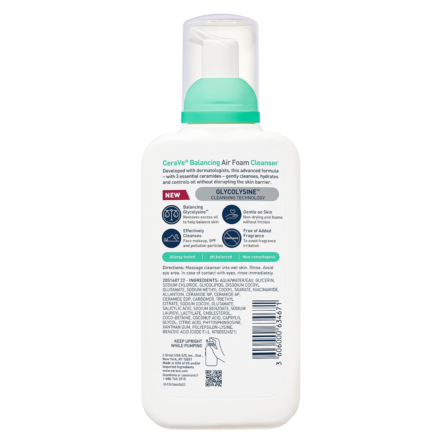 CeraVe Air Foam Face Wash. Hydrating Facial Cleanser. Combination Skin. 8oz | Foaming Facial Cleanser That Balances Combination Skin. Delivering 8-Hour Oil Control and 24-Hour Hydration
