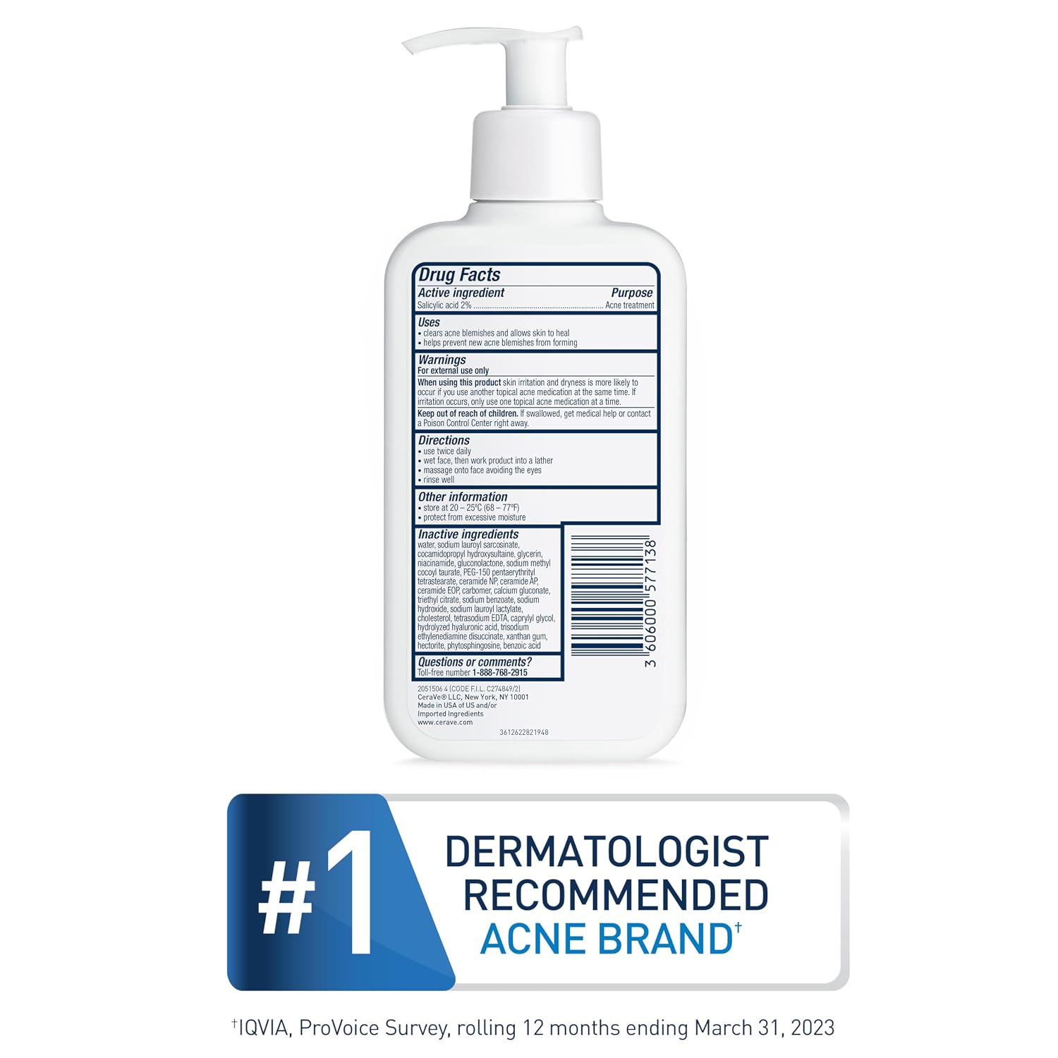 CeraVe Acne Control Cleanser. Face Wash with 2% Salicylic Acid. 16 oz | Skin Care with Niacinamide. Acne Face Wash. Acne Treatment For Face. Ceramides. Fragrance Free. Gentle. Oil Absorbing Clay