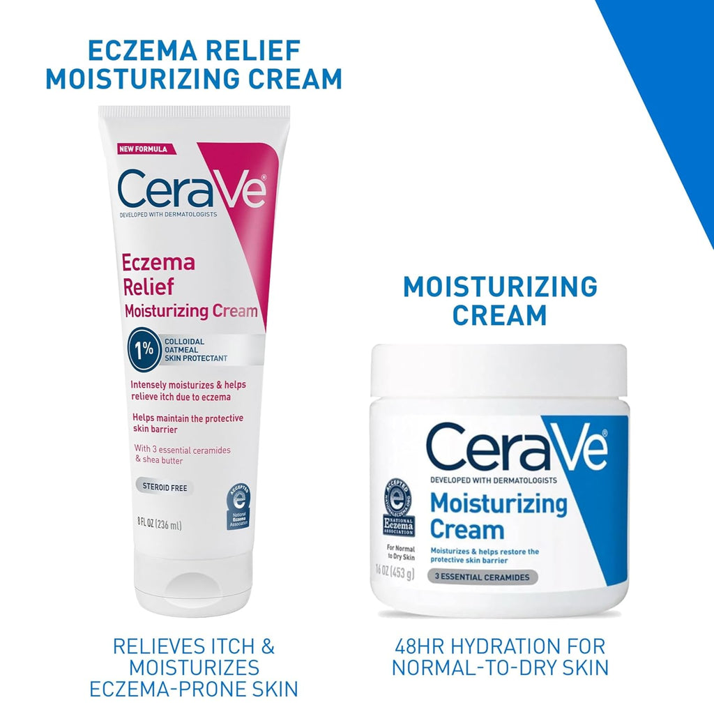 CeraVe Eczema Relief Moisturizing Cream. Shea Butter Dry Skin Lotion. 8oz | Steroid-Free Skin Care Formula with Colloidal Oatmeal and Vitamin E Provides Soothing Eczema Treatment For Itchy Skin