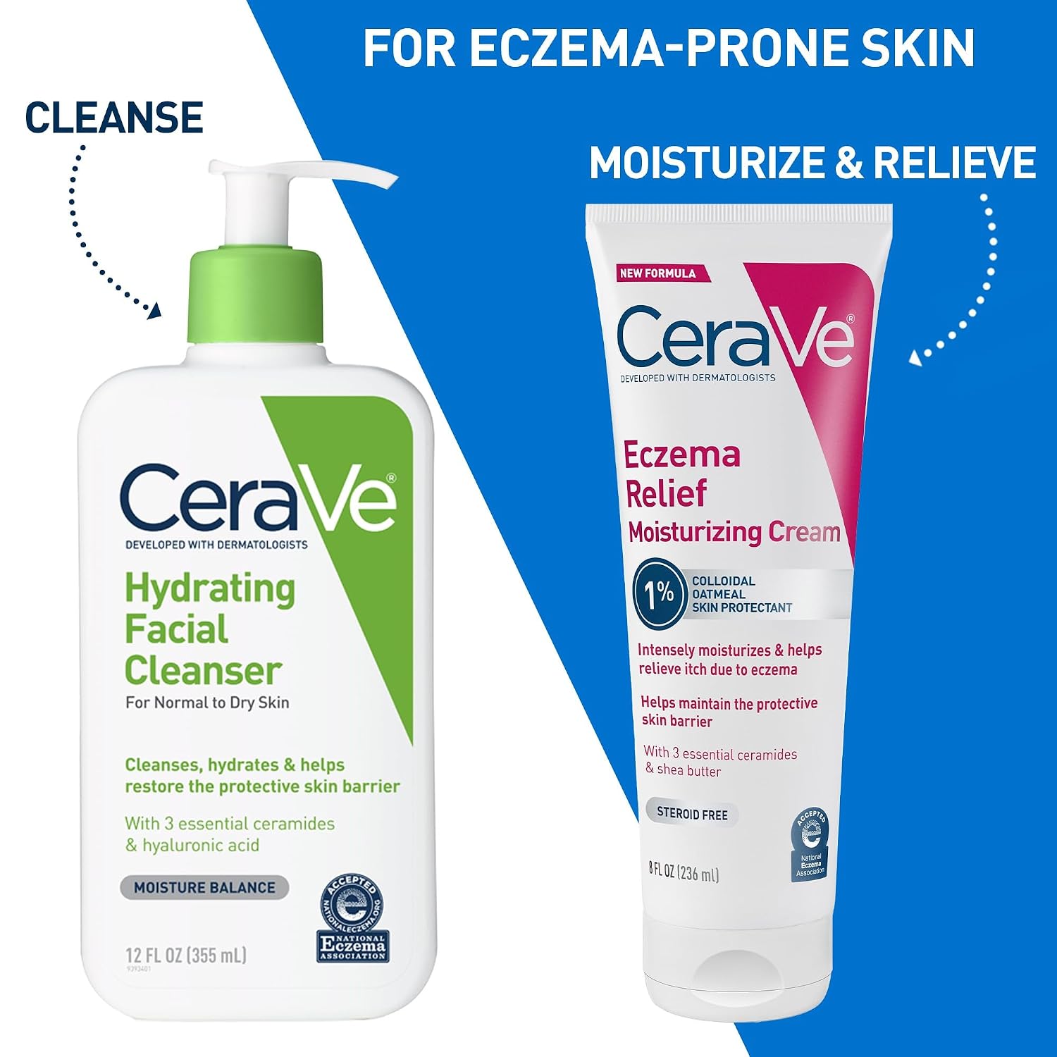 CeraVe Eczema Relief Moisturizing Cream. Shea Butter Dry Skin Lotion. 8oz | Steroid-Free Skin Care Formula with Colloidal Oatmeal and Vitamin E Provides Soothing Eczema Treatment For Itchy Skin