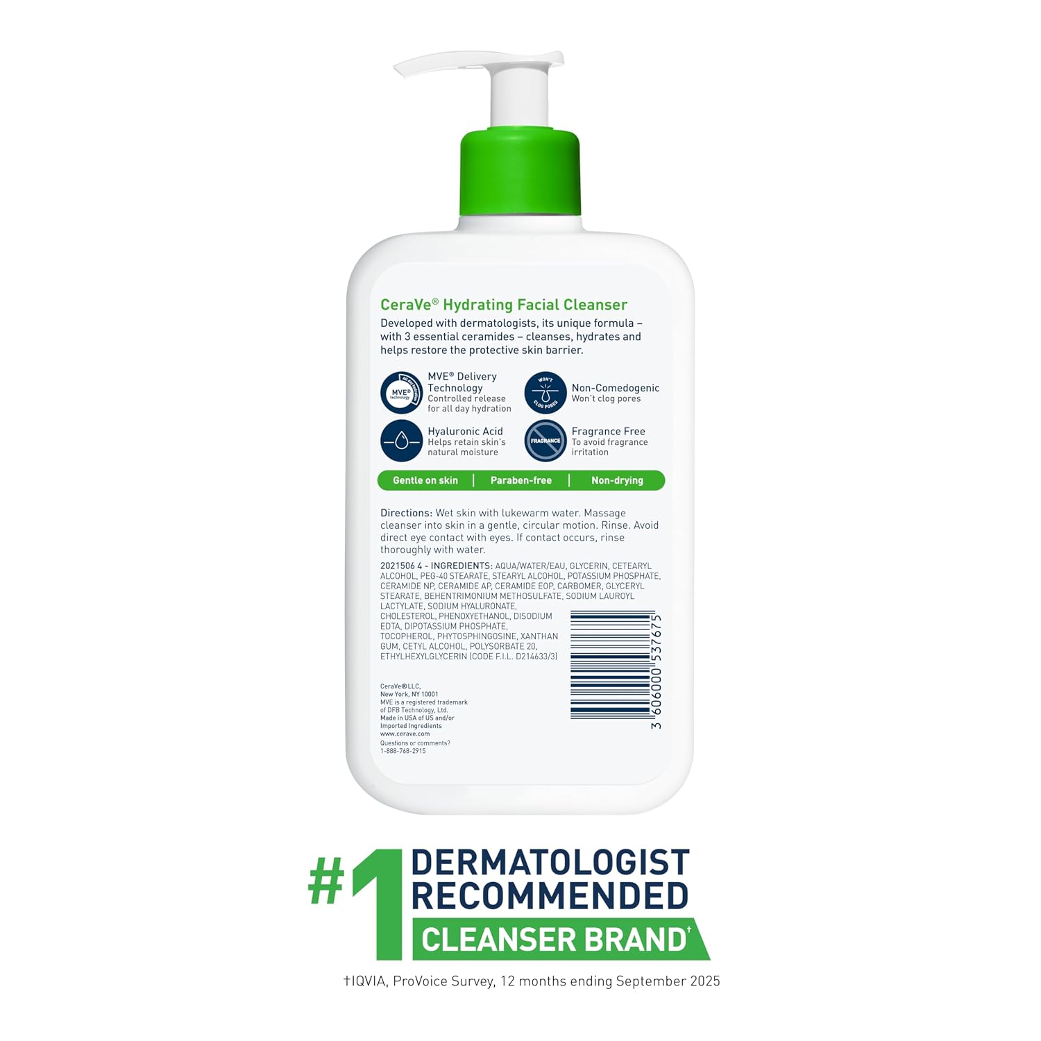 CeraVe Hydrating Cleanser with Hyaluronic Acid. Face Wash for Dry Skin.16oz | Skin Care For Men and Women. Daily Cleanser & Makeup Remover with Glycerin & Ceramides. National Eczema Association Certified