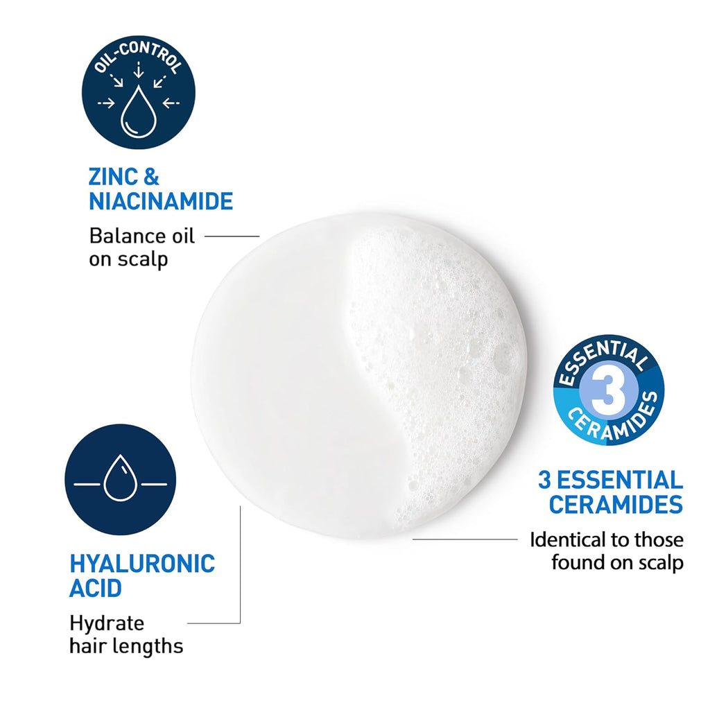 CeraVe Oil Control Shampoo. Clarifying Shampoo with Hyaluronic Acid. 12oz | Sulfate-Free Oily Hair Formula with Ceramides Deeply Purifies To Remove Excess Oil While Delivering Lightweight Hydration