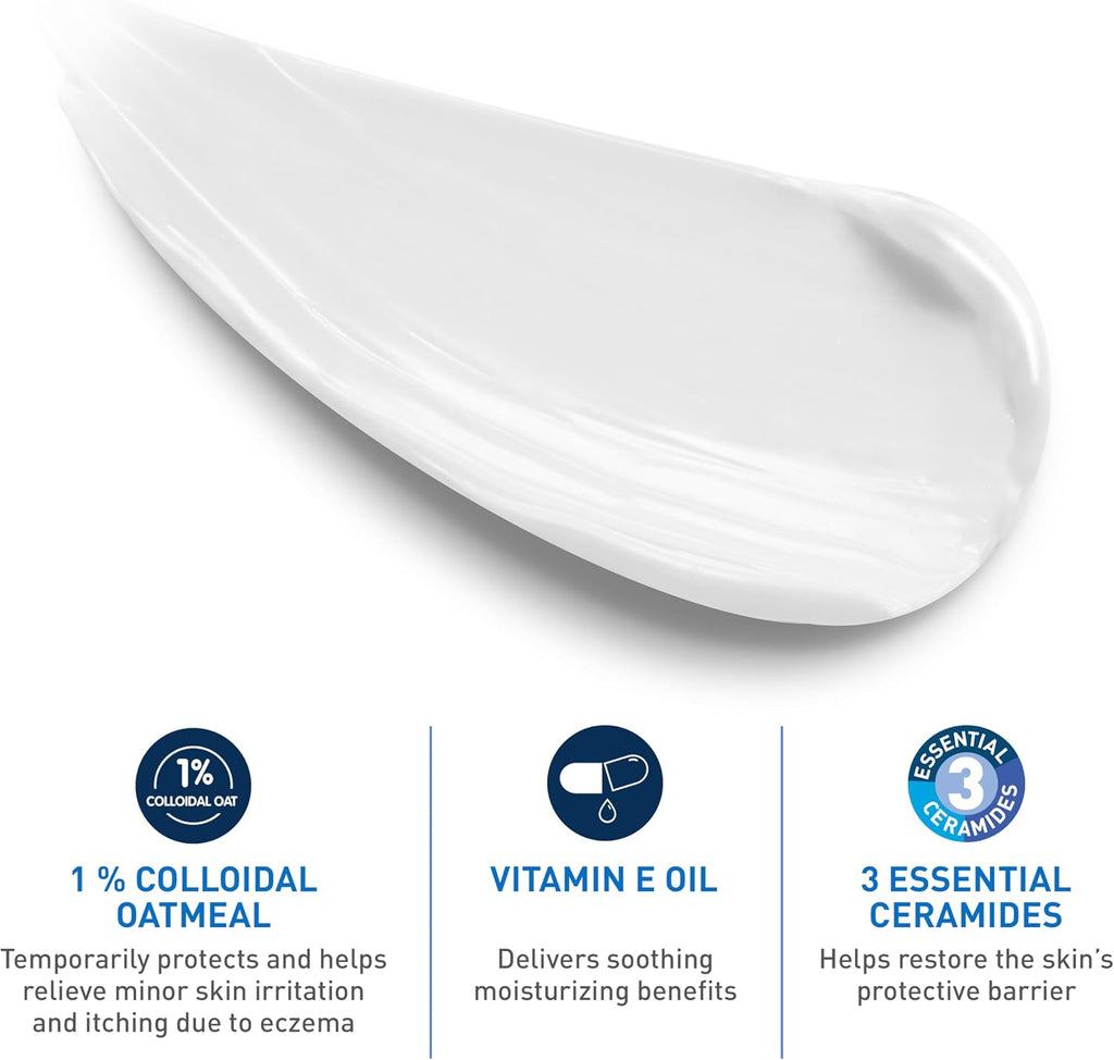 CeraVe Baby Eczema Relief Cream.1% Colloidal Oatmeal Cream with Vitamin E & Ceramides.Soothes & Calms Itchy Skin.Developed with Pediatric Dermatologist.Fragrance Free.5oz.(Pack of 2)