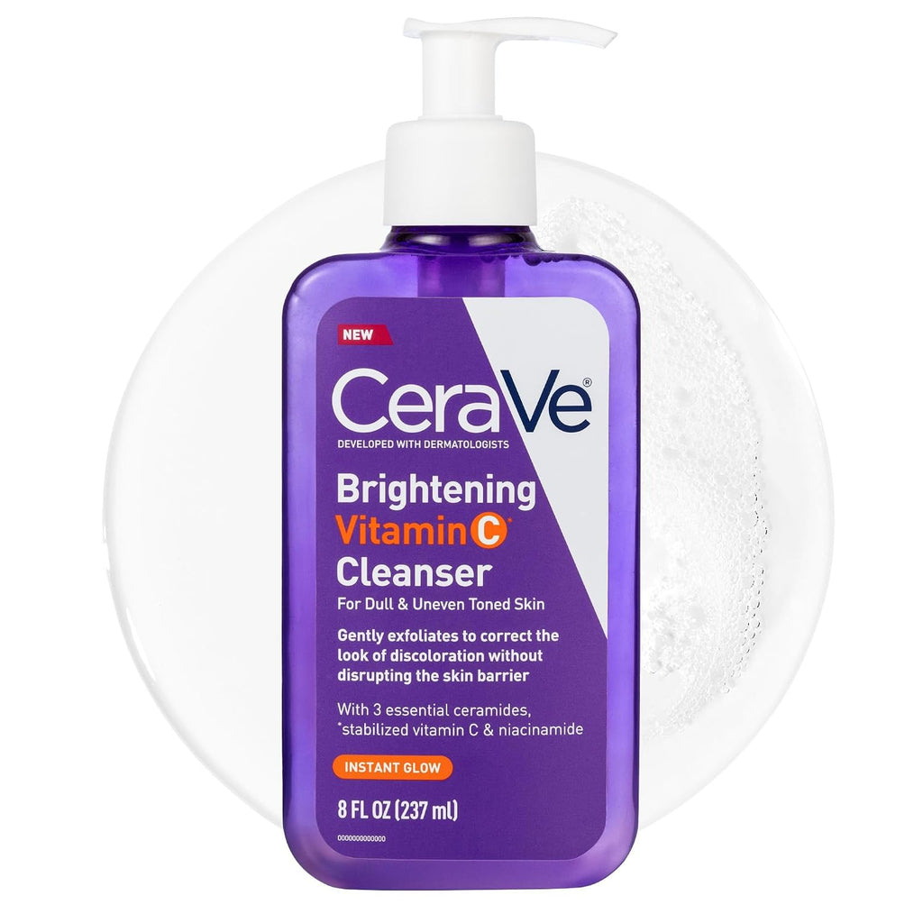 CeraVe Brightening Vitamin C Facial Cleanser. Niacinamide Face Wash. 8oz | Hydrating Skin Care Formula with Ceramides. Gently Exfoliates To Fade Discoloration and Reveal a Radiant Complexion