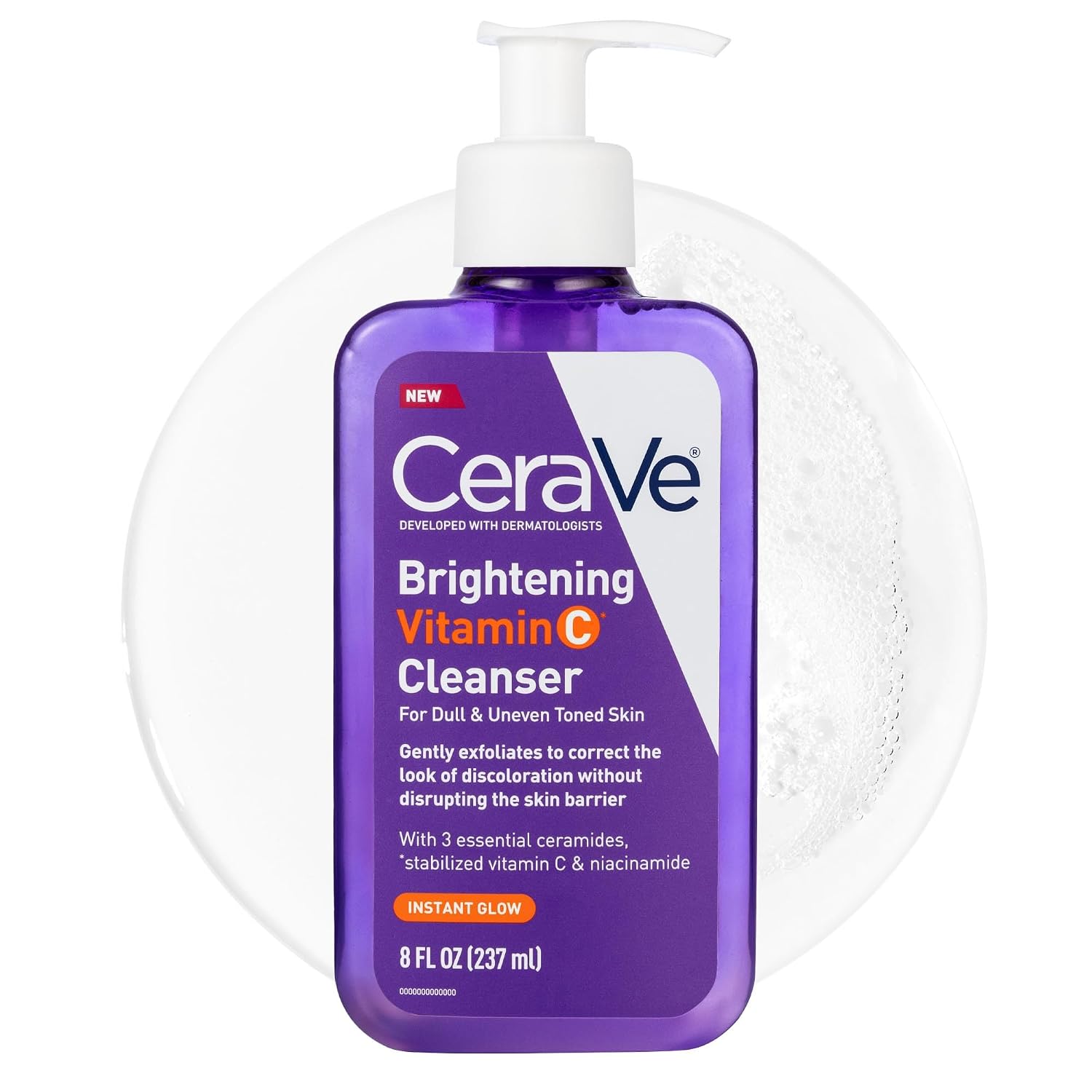 CeraVe Brightening Vitamin C Facial Cleanser. Niacinamide Face Wash. 8oz | Hydrating Skin Care Formula with Ceramides. Gently Exfoliates To Fade Discoloration and Reveal a Radiant Complexion